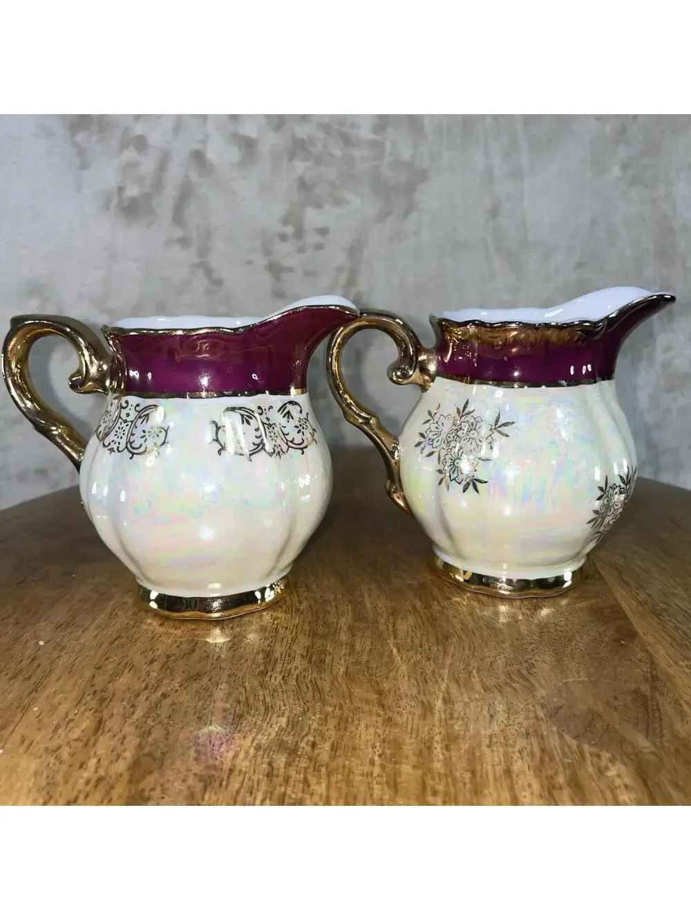 Vintage Cosmos Japan 3-piece Ceramic Sugar Bowl and Cream Pitcher Set Victorian